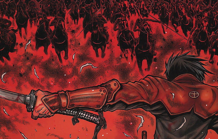campo de batalha, vermelho, espada, sangue, jogos, armaduras, guerra, Anime, Katana, homem, Ken, cavalo, samurai, herói, Asiático para, seção Ð¿ÑÐ¾ÑÐµÐµ, Blood Samurai papel de parede HD